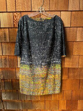 COS Black and Multicolored Geometric Splatter Shift Dress in Women's 40/US 10